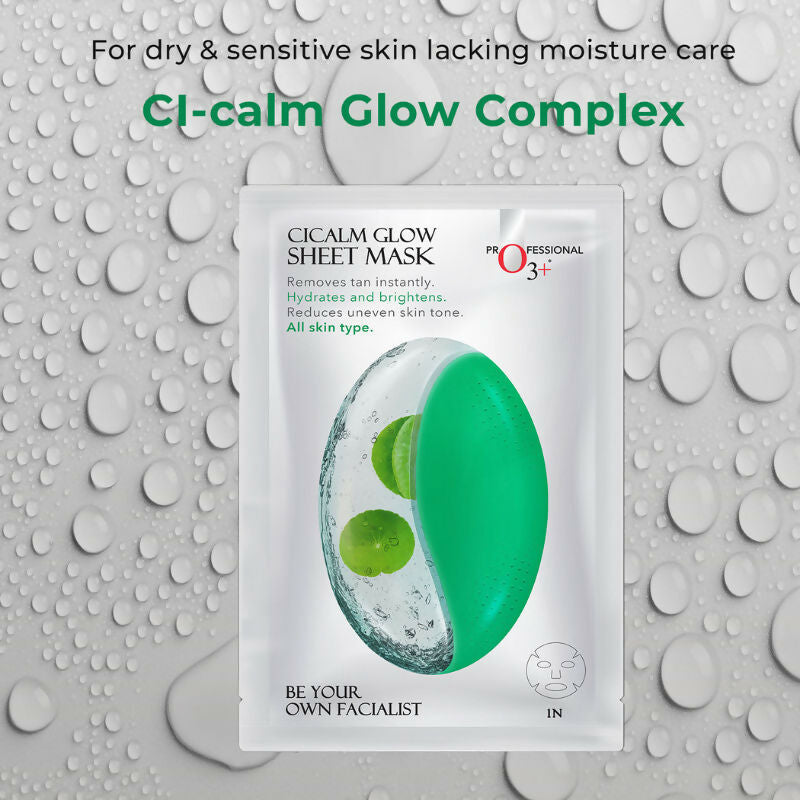 Professional O3+ Cicalm Glow Sheet Mask With Cica For D-Tan & Glow - Distacart