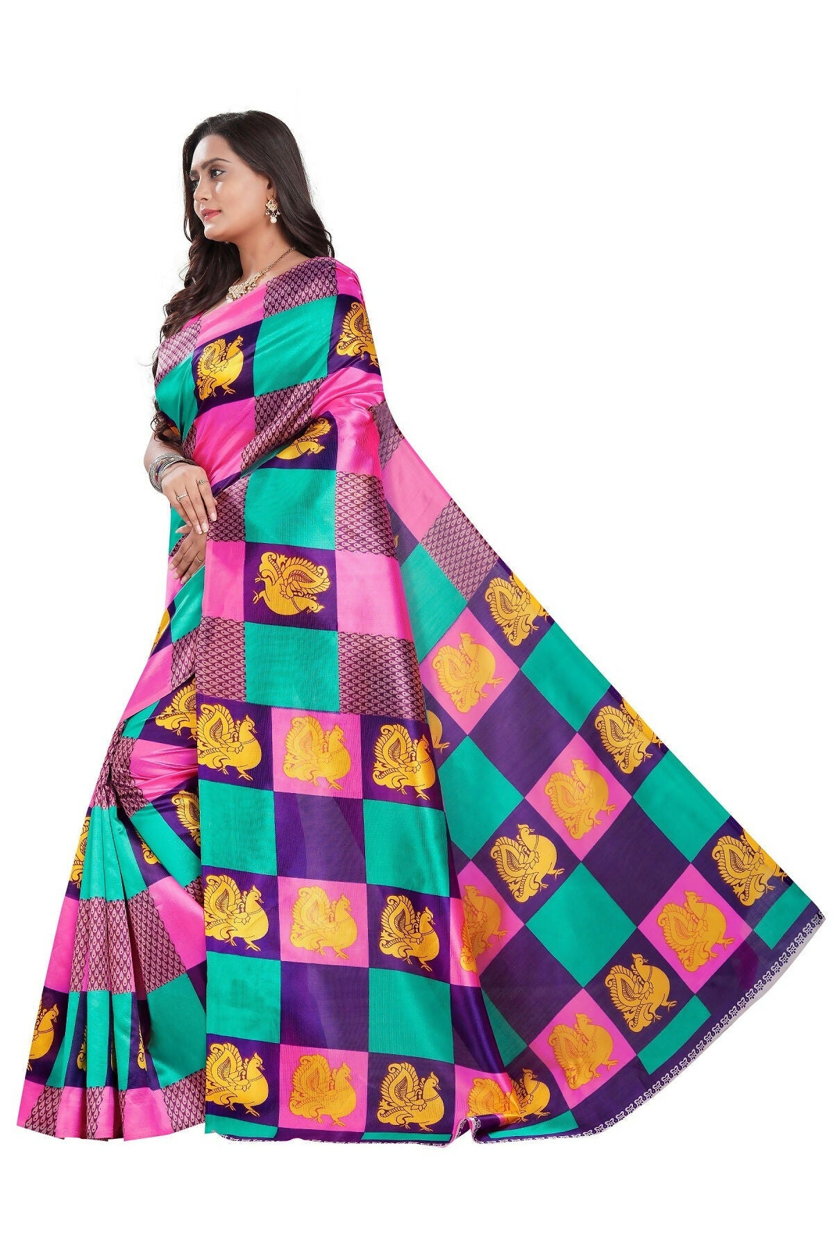 Vamika Pink Printed Art Silk Saree
