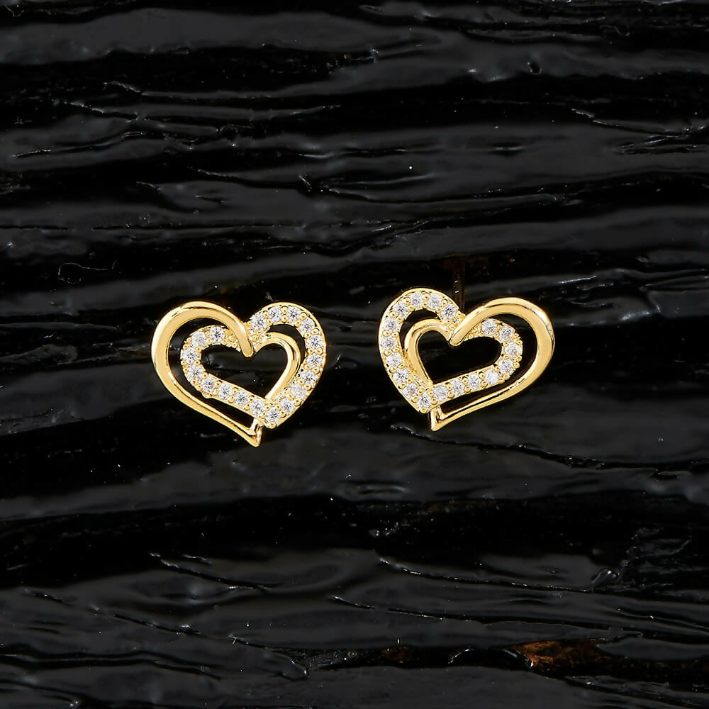 Joban Fashion Women Brass Golden White Ad Earrings - Distacart