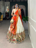 Vastranavya Traditional Jacquard Silk Paithani Lehenga Choli - White