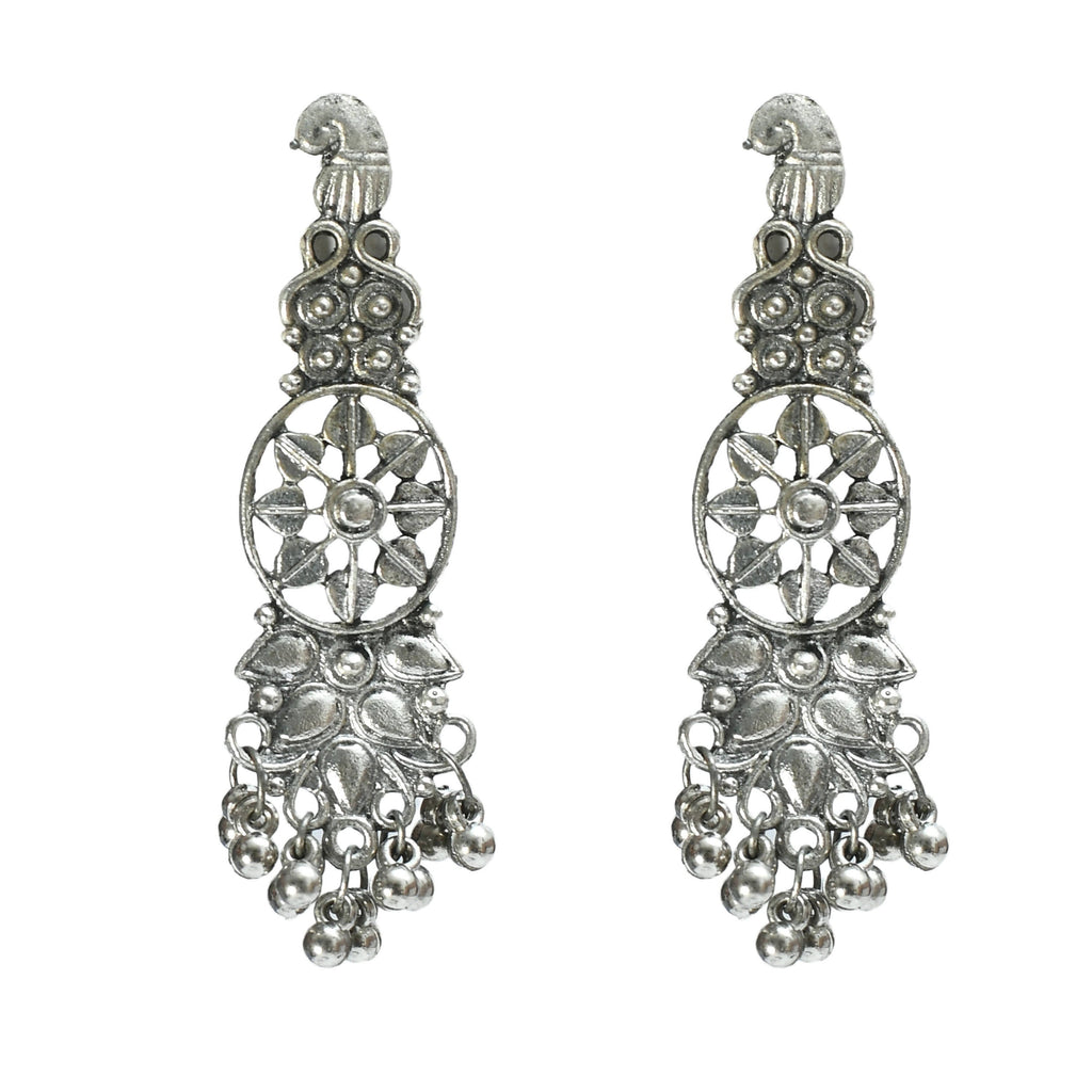 Mominos Fashion Johar Kamal Oxidised Silver-Plated Brass Finish Temple Jewellery with Earrings For Women - Distacart