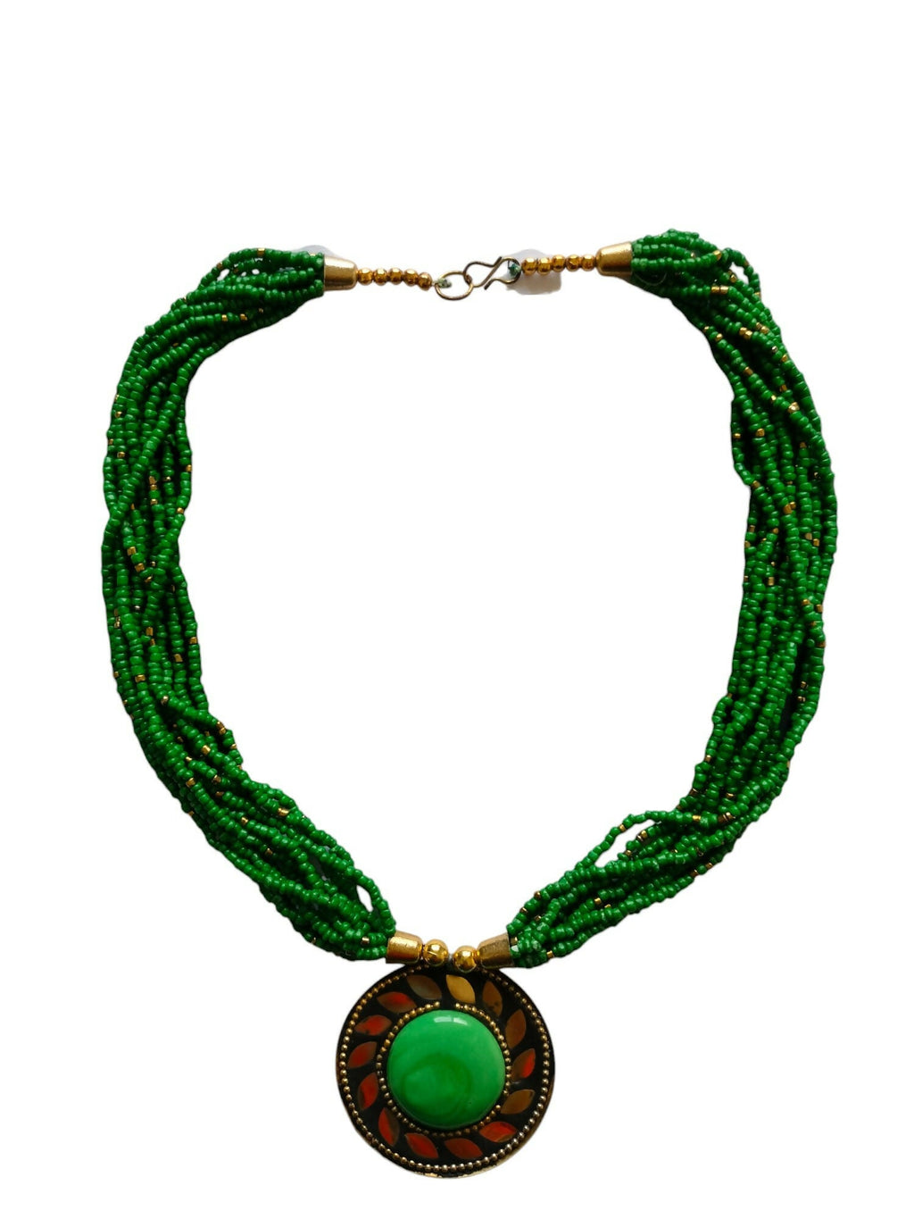 Inhanns Everyday Statement Beaded Pendant Necklace - Green