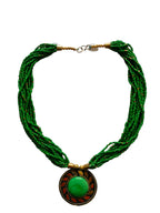 Inhanns Everyday Statement Beaded Pendant Necklace - Green