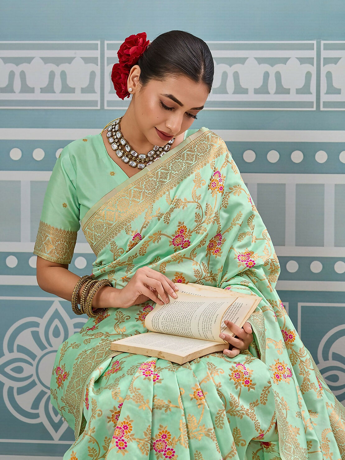 Shree Shyam Fashion Pista Silk Saree - Distacart