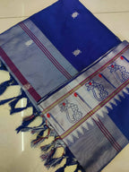 DEIANA'S Beautiful Designer Golden zari Soft Lichi Silk Saree - Blue