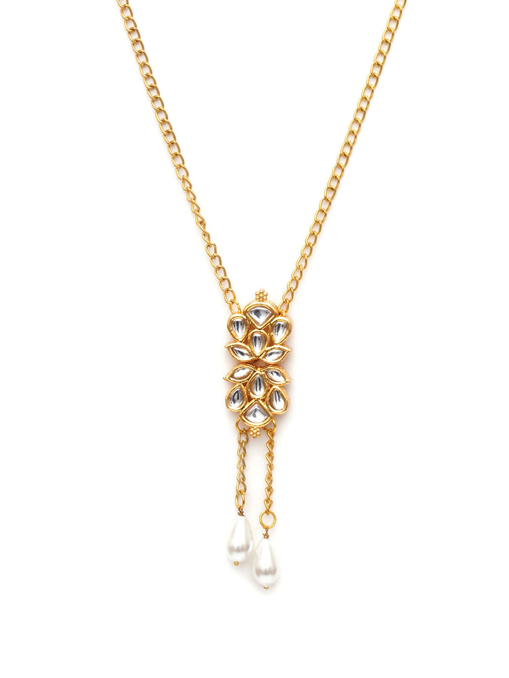 Long Kundan Neckpiece (Gold) - Ruby Raang