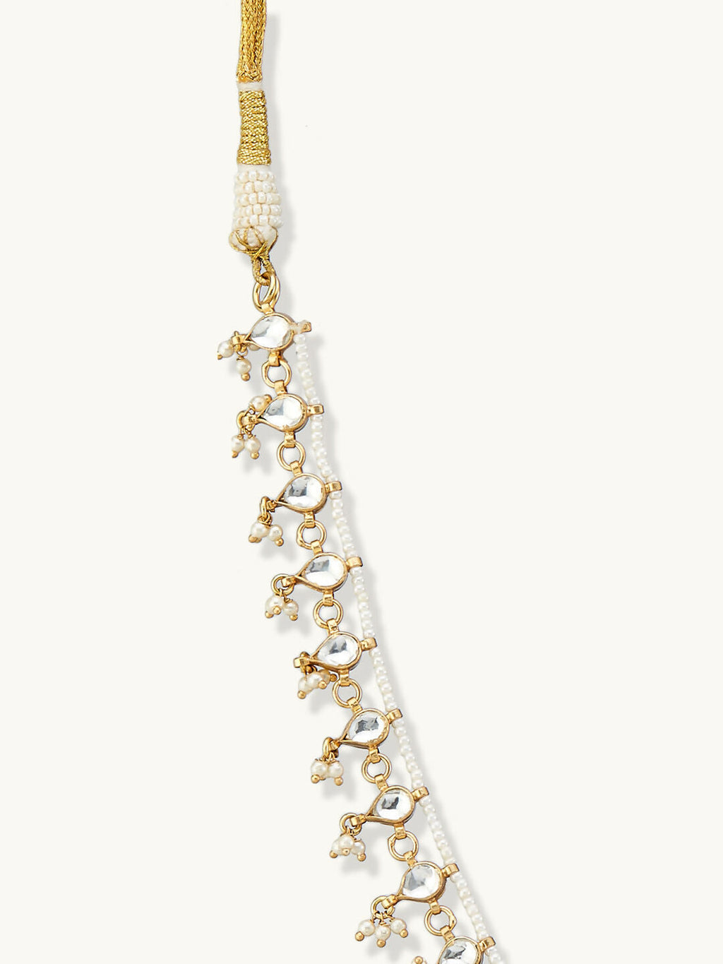 Nuyug 22K Gold-Plated Pearl Drops Matha Patti cum Necklace