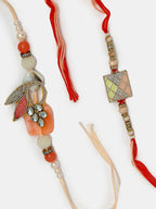 NVR Men Set of 2 Multicolor Stone-Studded Rakhi With Roli Chawal - Distacart