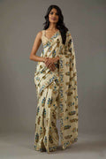 Beige Bright Moss Designer Digital Printed Party Wear Saree - Be Verly