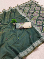 Vastranavya Morpeach Muga Cotton Meenakari & Azarakh Pallu Saree with Contrast Blouse - Distacart