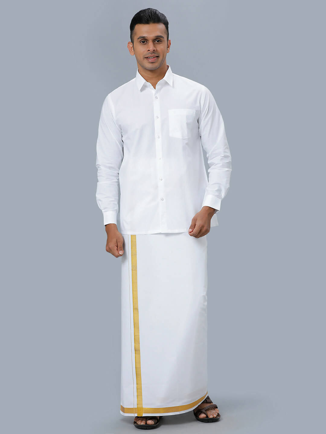 Ramraj Cotton Mens Full Sleeve Formal Poly Cotton White Shirt