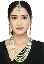 Mominos Fashion Johar Kamal Gold-Plated Rani Haar with White and Off white Pearls Jewellery Set - Distacart