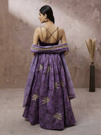 House of Panchhi Lavender Organza Floral Printed Lehenga choli & Dupatta