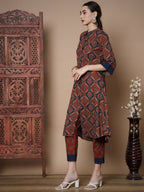 Myshka Women's Multi A-Line Kurta & Trousers With Dupatta