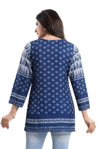 Snehal Creations Interesting Vibe Indigo Blue Summer Cool Printed Tunic