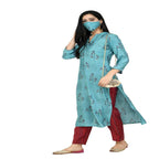 Lagi Women's Turquoise Blue Printed Straight Kurta & Pant (MC41A)