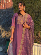 Vellora Dusty Mauve Silk Blend Stylish Embroidered Salwar Suit