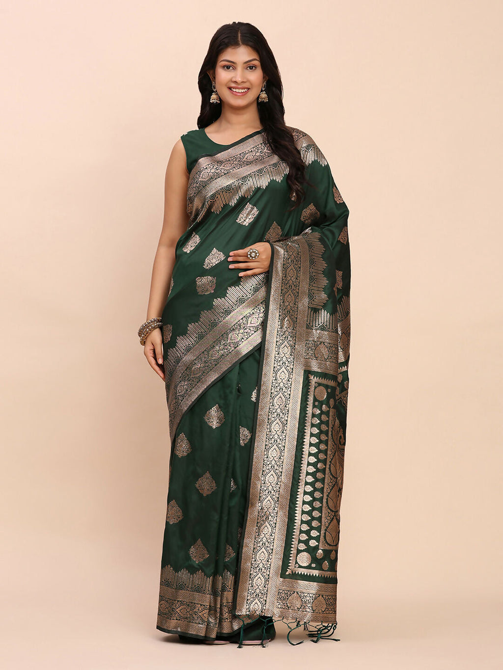 Shree Shyam Fashion Banarasi Silk Green Saree - Distacart