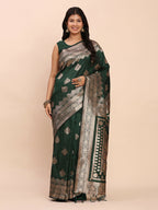Shree Shyam Fashion Banarasi Silk Green Saree - Distacart