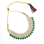 Mominos Fashion Johar Kamal Gold-Plated Rani Haar with Cream Green and Off white Pearls Jewellery Set - Distacart