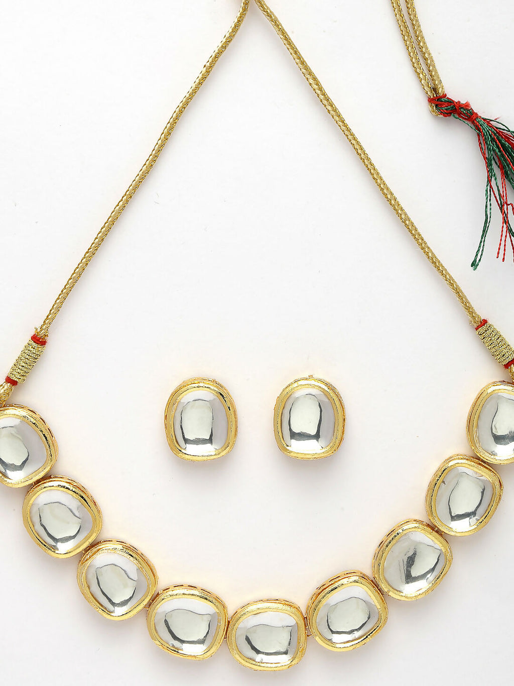 NVR Women's Gold Kundan-Studded Handcrafted Jewellery Set