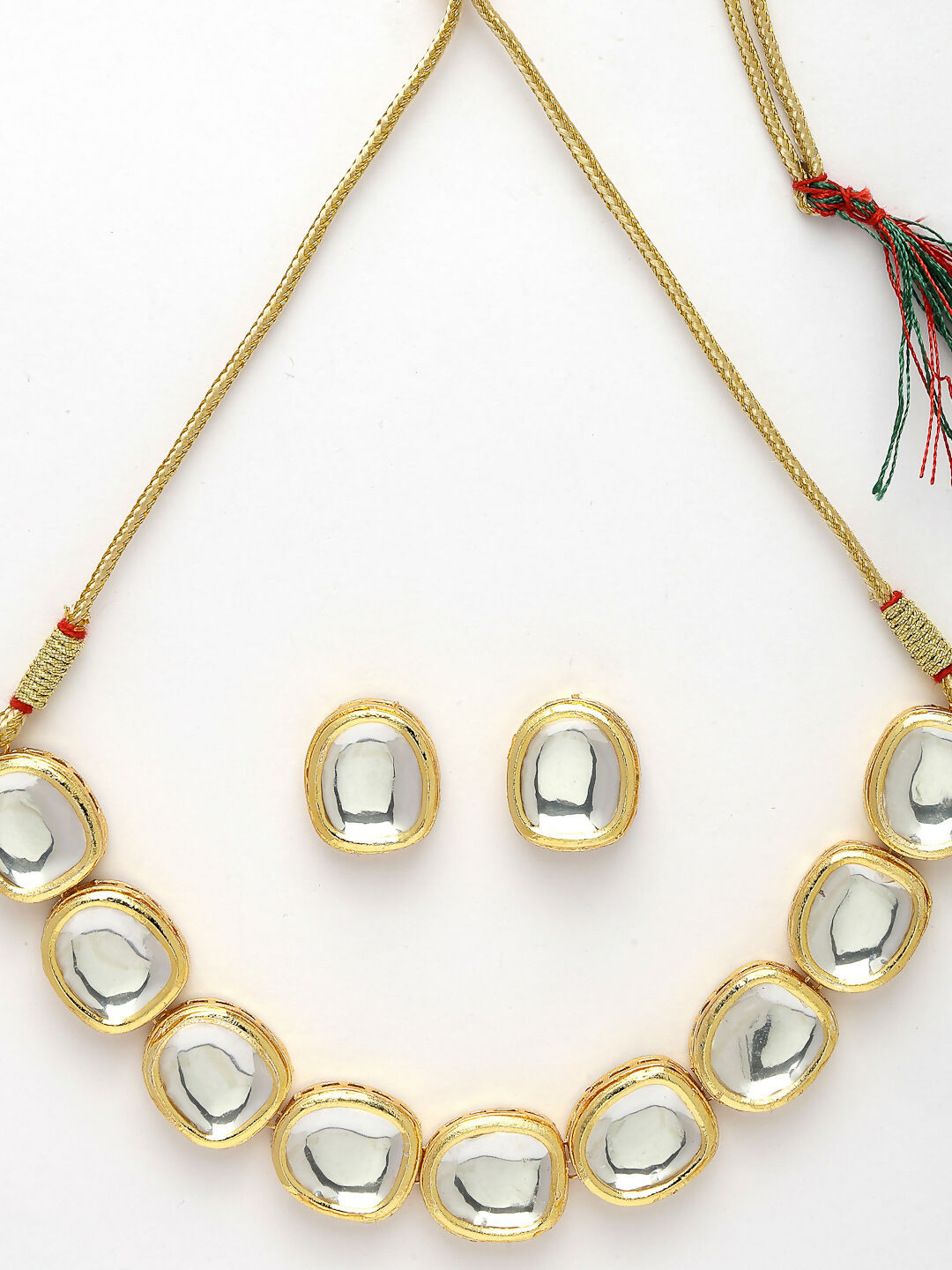 NVR Women's Gold Kundan-Studded Handcrafted Jewellery Set