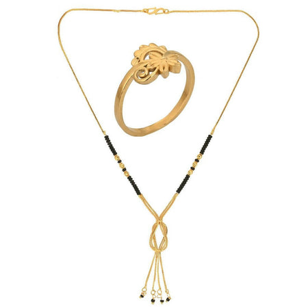 AanyaCentric Gold-Polished Mangalsutra & Ring Set