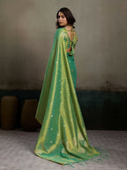 Shree Shyam Fashion Green Tissue Silk Saree - Distacart