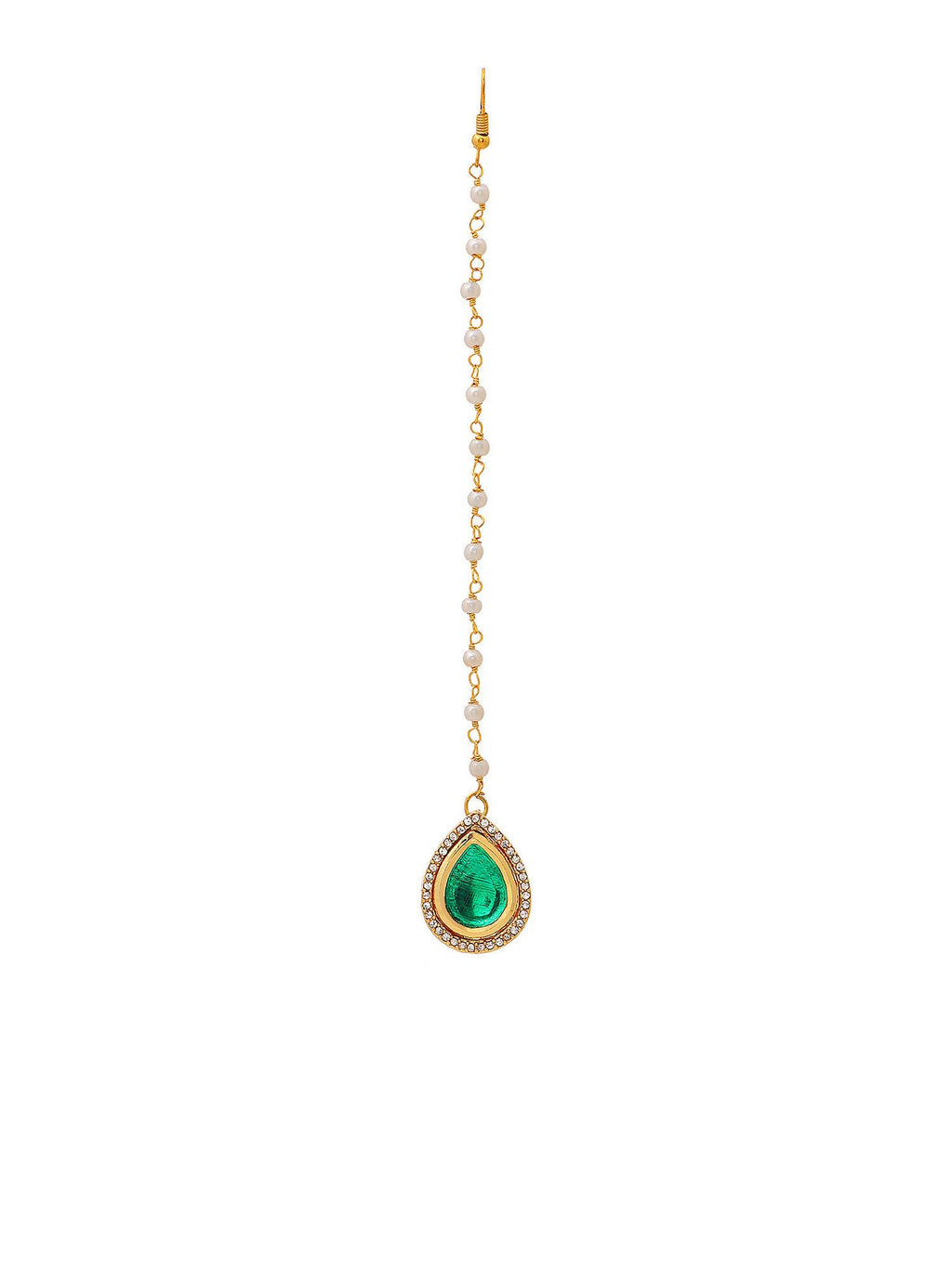 Ruby Raang Tear Drop Green Meenakari with Diamond Maang Tikka - Distacart