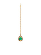 Ruby Raang Tear Drop Green Meenakari with Diamond Maang Tikka - Distacart