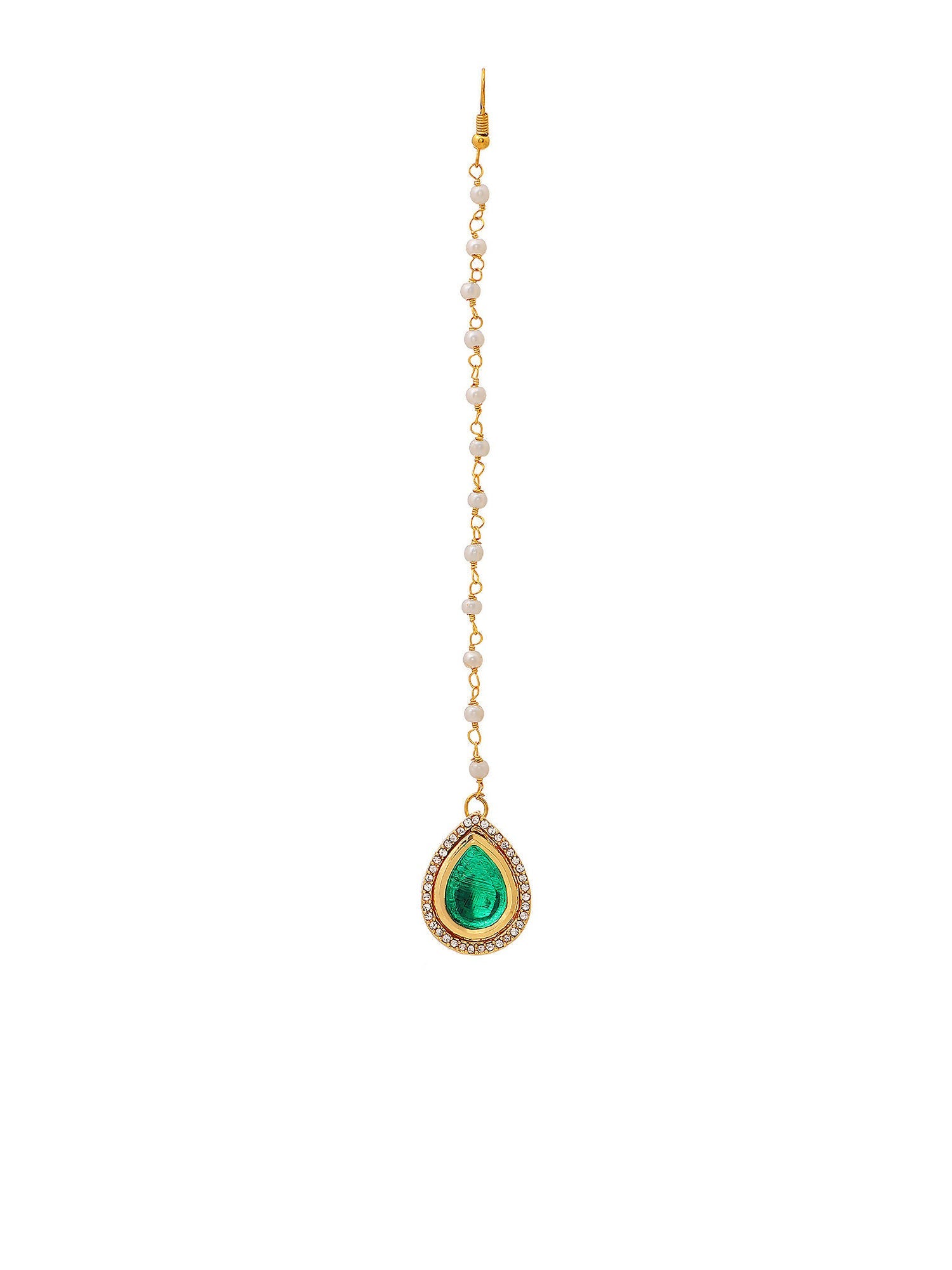 Ruby Raang Tear Drop Green Meenakari with Diamond Maang Tikka - Distacart