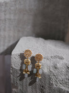 Gold-Toned White Kundan Contemporary Gold-Plated Drop Earrings - Ruby Raang - Distacart
