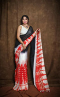 Exclusive Collection Black Red Beautiful Super Soft Most Comfortable Pure Mul Cotton Saree - Distacart