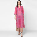 Cheera Hand Block Print Baby Pink Straight Kurta (MAAI-048K)