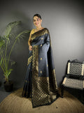 Joban Fashion Grey Handloom Silk Ikkat Saree - Distacart