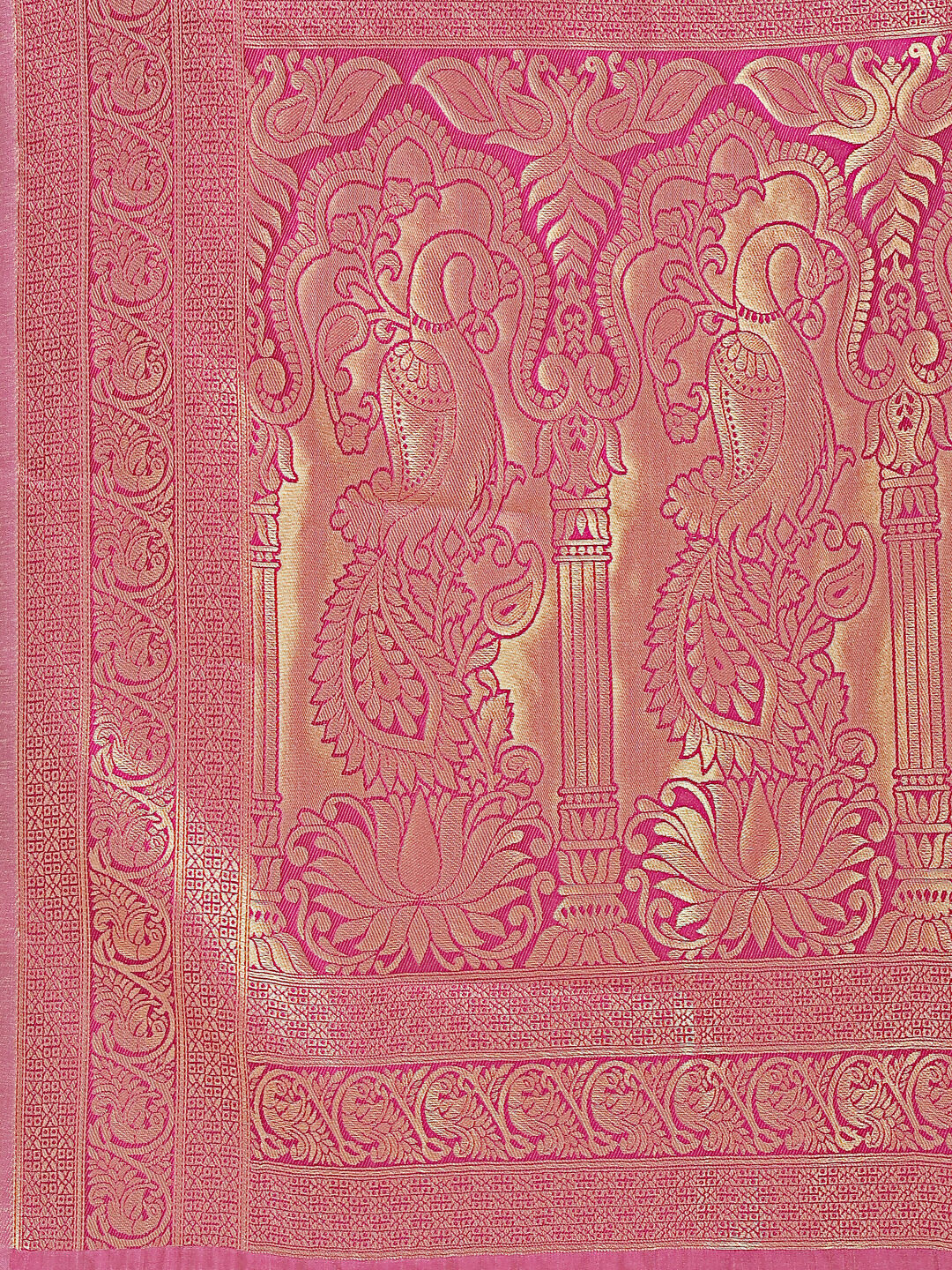 Shree Shyam Fashion Banarasi Silk Cream & Magenta Saree - Distacart