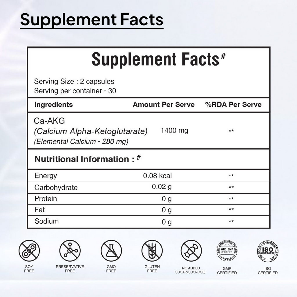 Miduty by Palak Notes Calcium Alpha-Ketoglutarate (AKG) Capsules