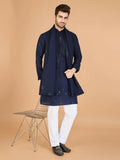 Vastranavya Navy Blue Exclusive Festival Wear Viscose Silk Thread with Sequence Embroidered Work Kurta with Dupatta