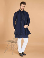 Vastranavya Navy Blue Exclusive Festival Wear Viscose Silk Thread with Sequence Embroidered Work Kurta with Dupatta