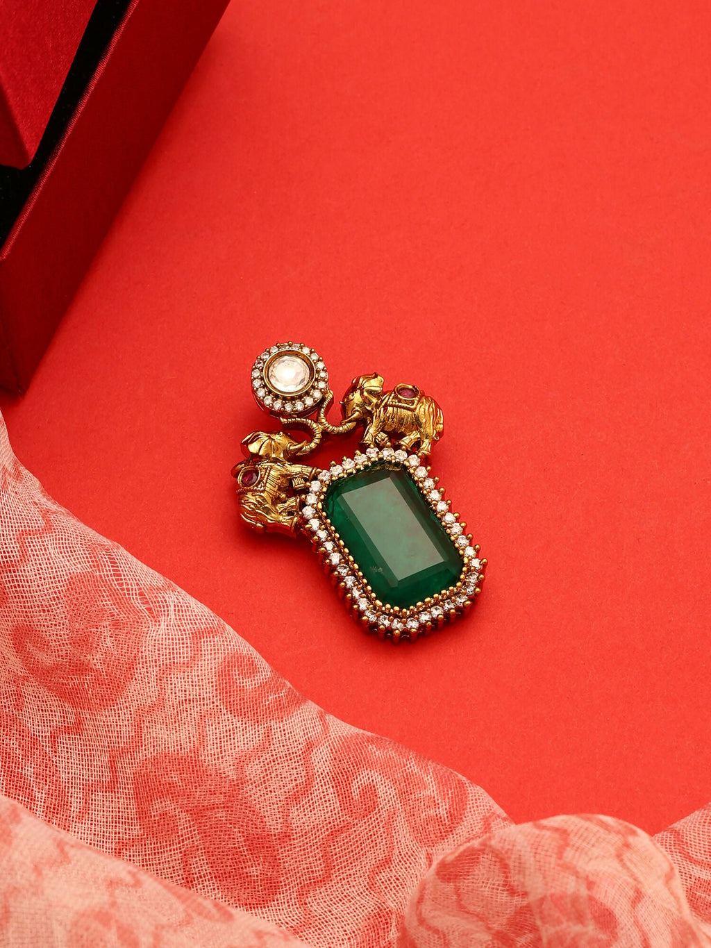 Ruby Raang Regal Green Brooch