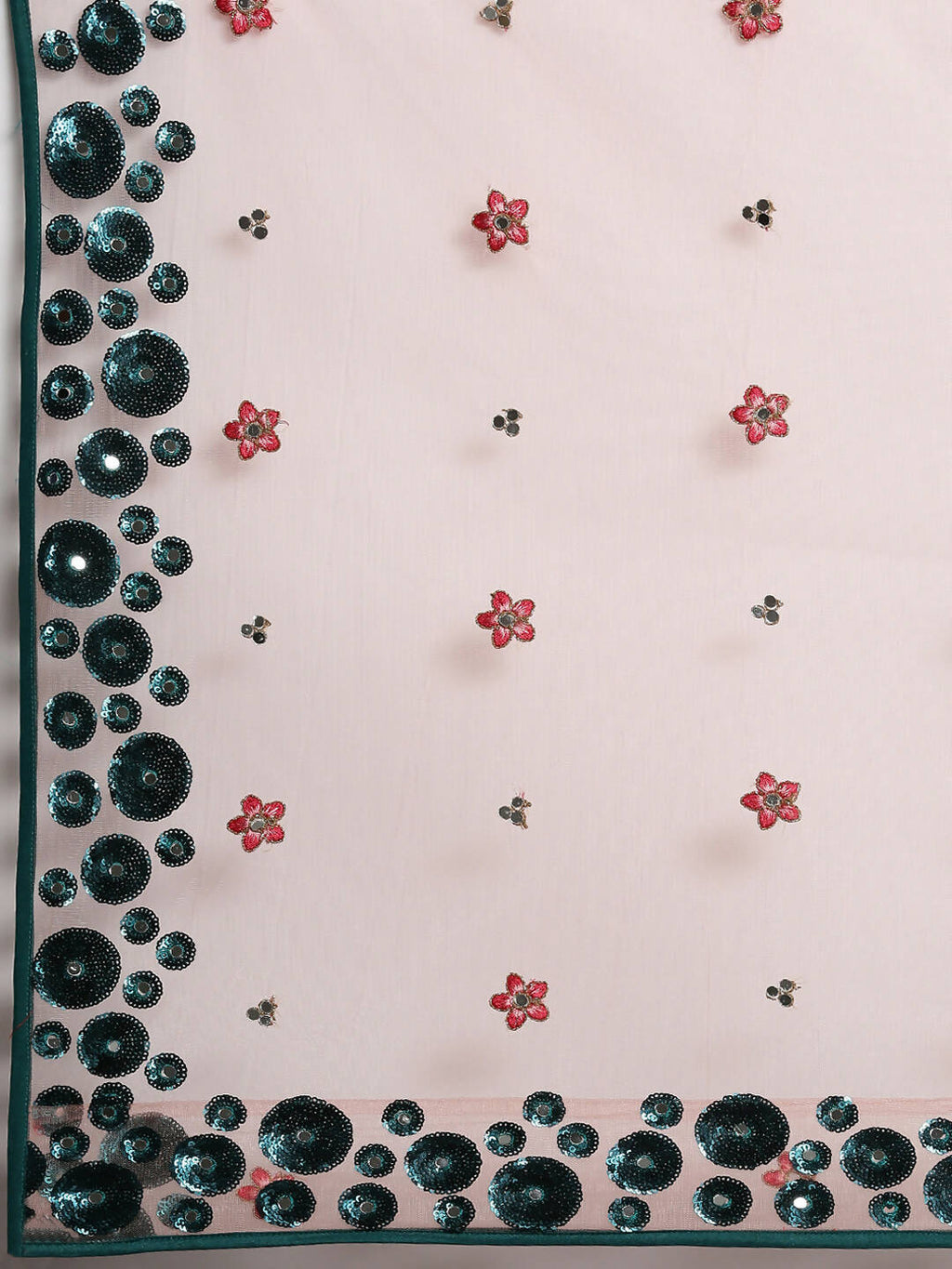House of Panchhi Teal Net Semi stitched Coding, Sequins and Saroski Stone Work Lehenga Choli
