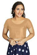 Aastha Fashion Women's Beige Art Silk Designer Festive Wear Readymade Blouse