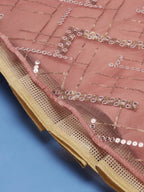 House of Panchhi Peach Net Sequinse Embroidered Lehenga & Blouse with Dupatta