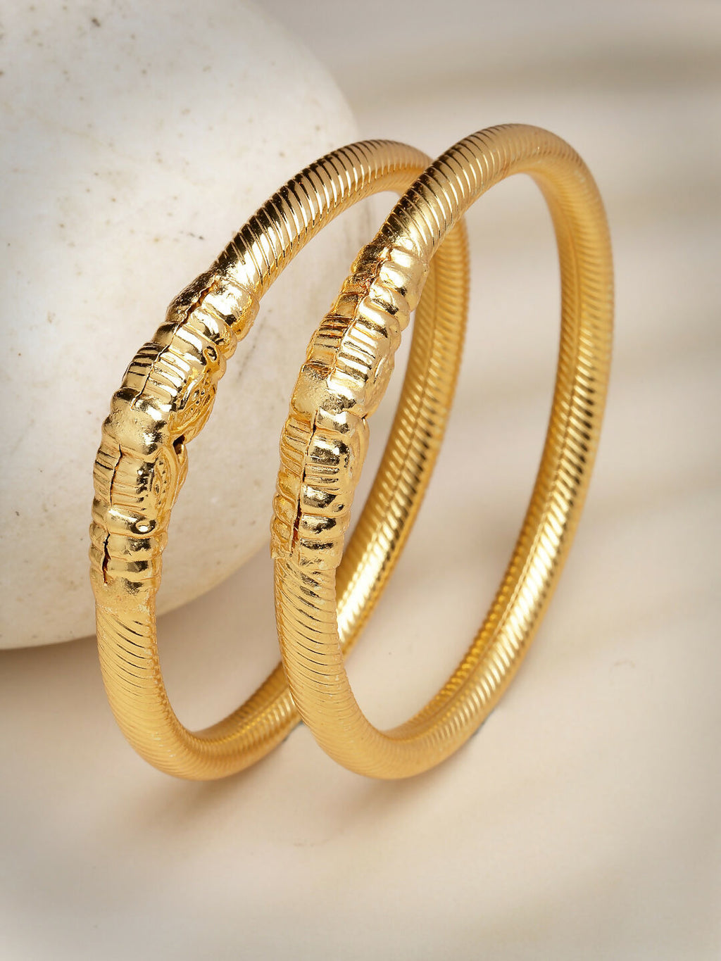 NVR Women's Set of 2 Gold-Plated Handcrafted Traditional Bangles - Distacart