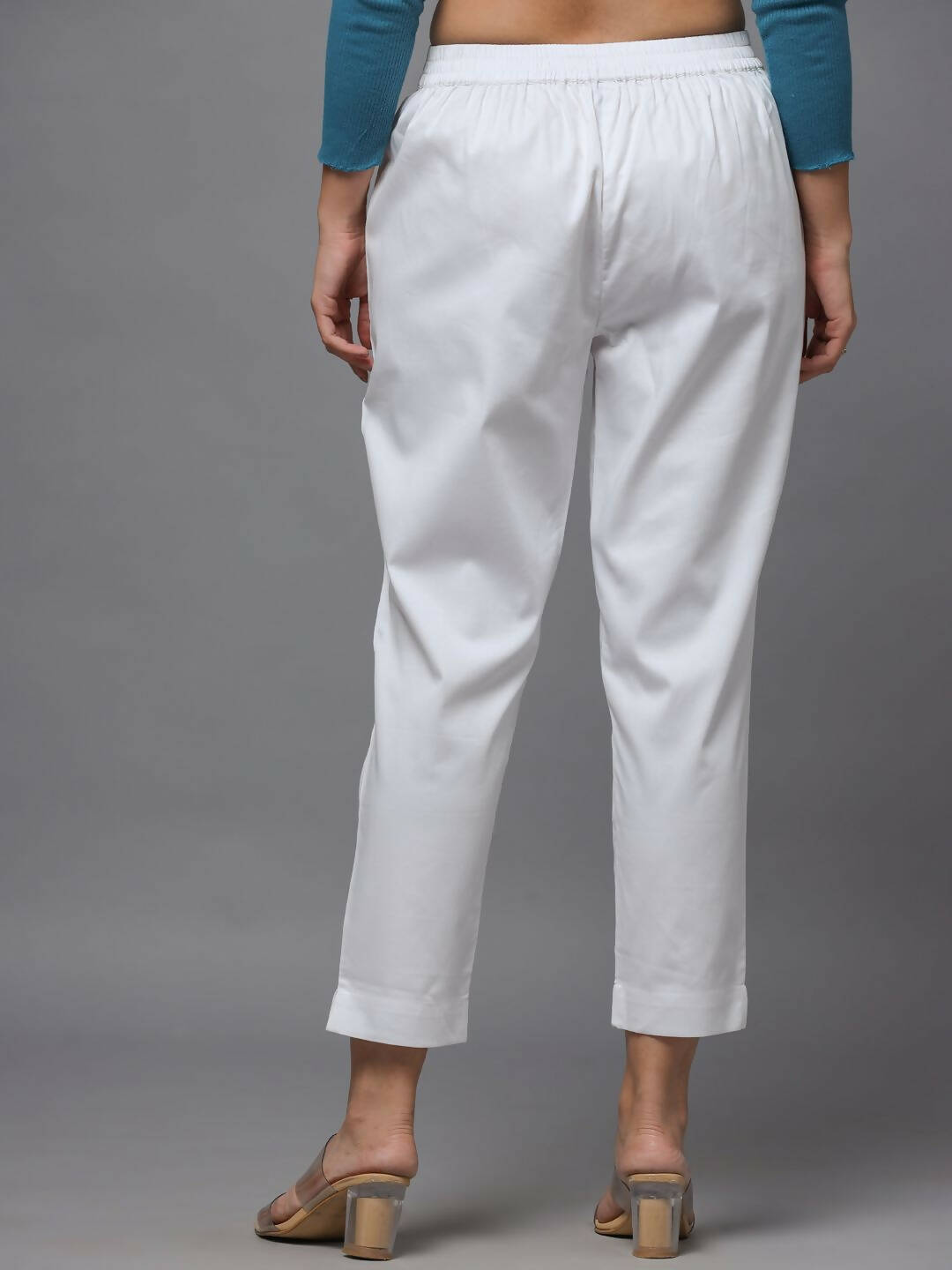 Juniper Women's White Solid Straight Slim Pant - Distacart