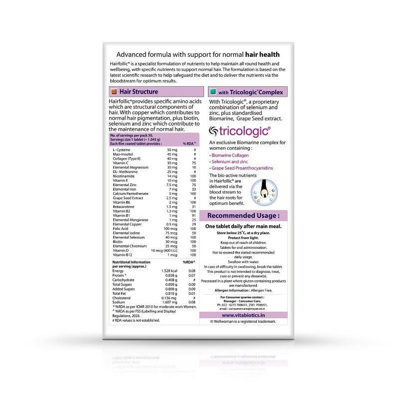 Wellwoman Hairfollic Tablets - Distacart