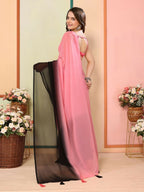 Pink Georgette Pedding Color Printed Ready To Wear Saree - Aalaya