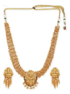 Gold-Plated Pearls Beaded Temple Jewellery Set - Ruby Raang - Distacart