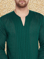 Even Apparels Men's Pure Cotton Green Kurta
