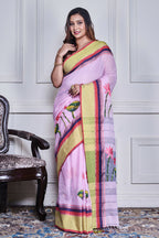 Morchari Multicolour Cotton Handloom Mirror Work Saree Unstitched Blouse - Distacart
